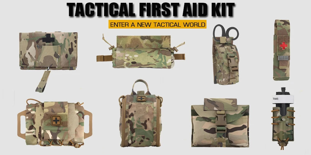 Camo Style MD2 Compact Trauma Kit Tactical IFAK Medical First Aid Pouch Outdoors Hunting Camping Patrol Survival Equipment