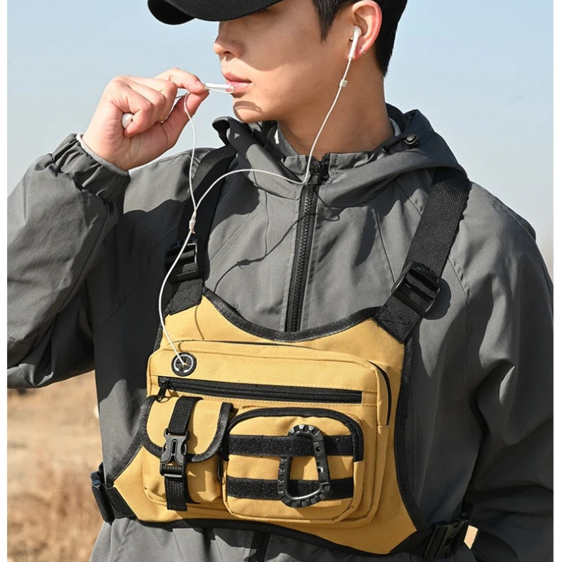 Outdoor Tactical Vest Multi-Functional Waterproof Wear-resistant Backpack Men's Tactical Chest Bag for Hunting Fishing Camping