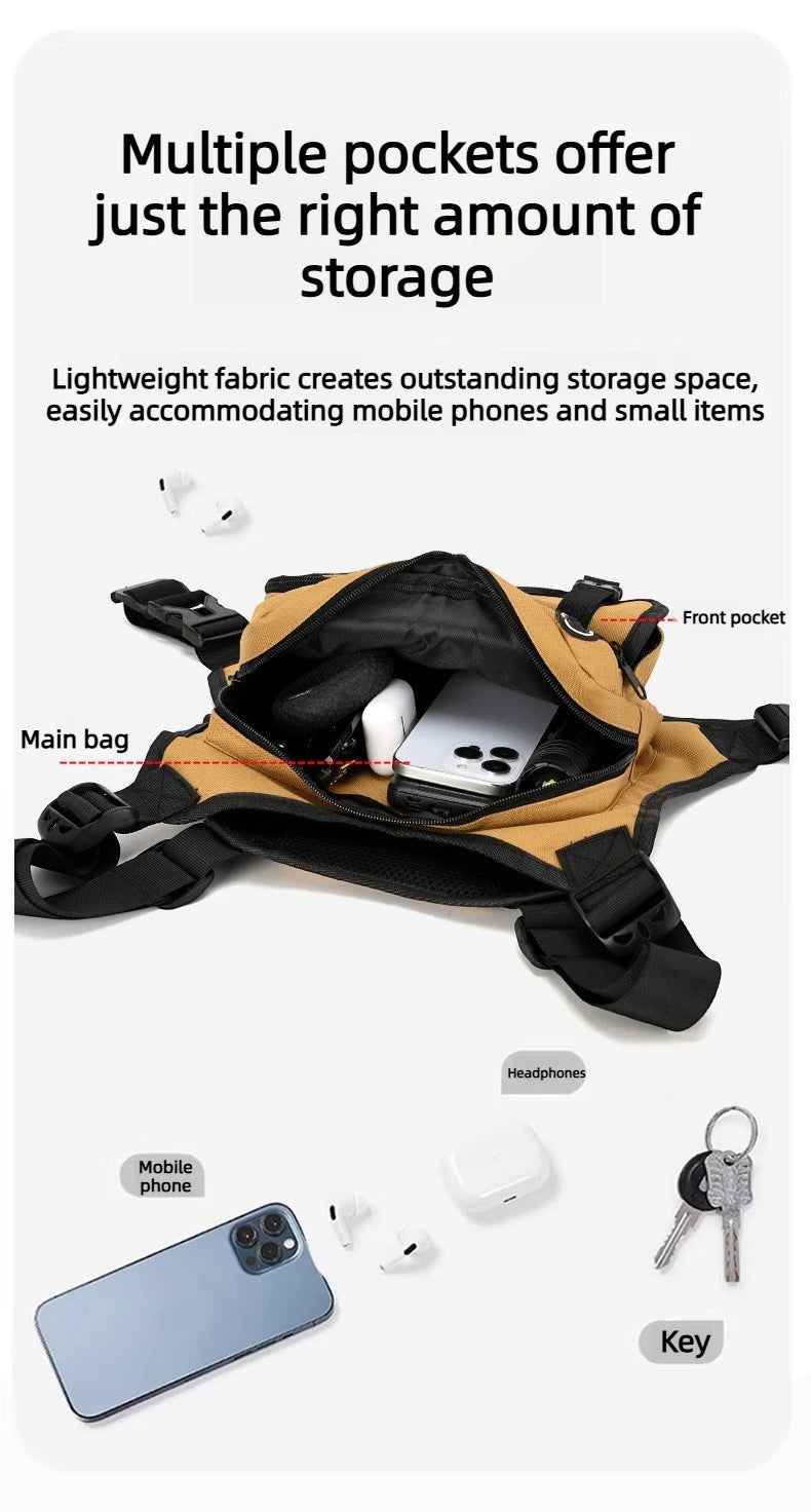 Outdoor Tactical Vest Multi-Functional Waterproof Wear-resistant Backpack Men's Tactical Chest Bag for Hunting Fishing Camping