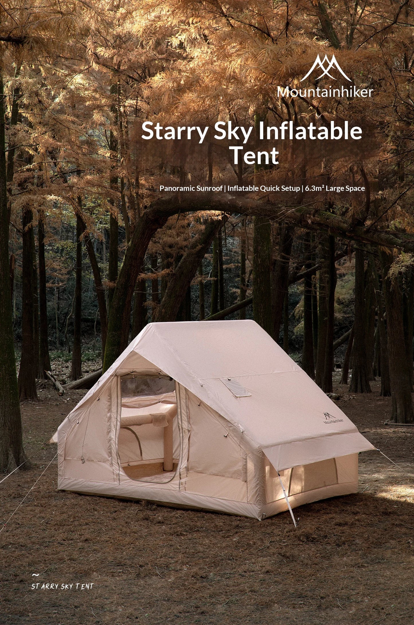 MOUNTAINHIKER Extra Large 3-6 Person Inflatable Family Camping Tent with High-Quality Windproof and Spacious Interior