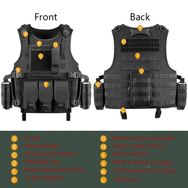 Military tactics Vest Flat Vehicle Swat Fishing and Hunting Equipment Military Army Armored Police Vest CS Painted Bullet Vest