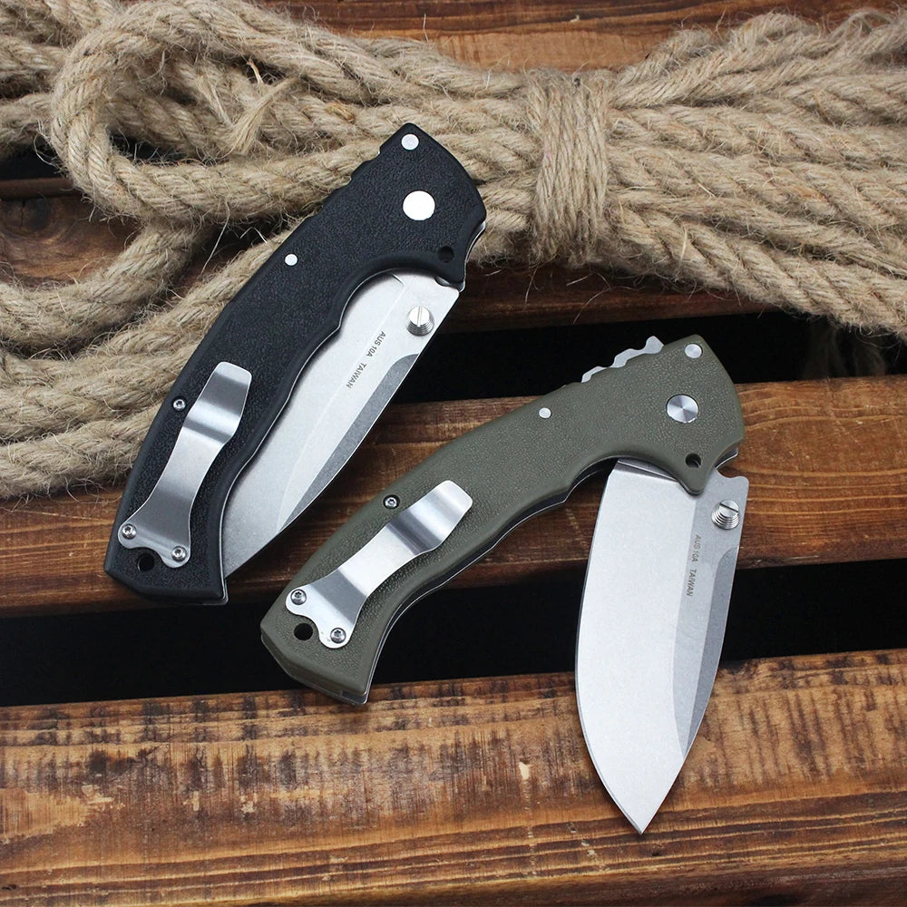 Cold 62RQ EDC Pocket Folding Knife AUS-10A Steel Outdoor Camping Hunting Bushcraft Survival Tools 10'' Large knives for men gift
