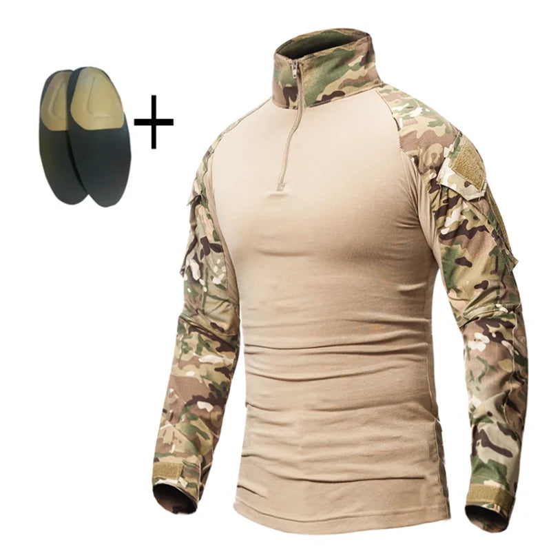 Mens Military Tactical Suit Uniforms Multicam Combat Navy Blue Shirts&Pants Camping Hunting Camouflage Clothing
