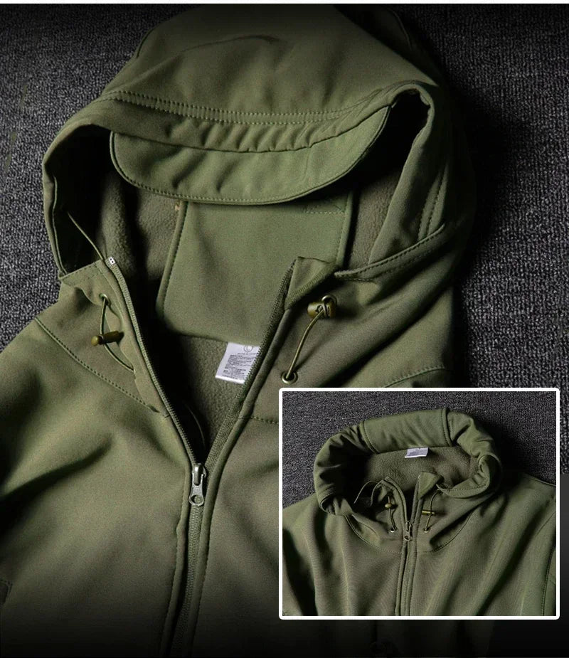 （Not A Set） RU Camo Waterproof and Warm Men's Winter Soft Shell Special Tactical Hooded Jacket Multi Pocket Tactical Pants