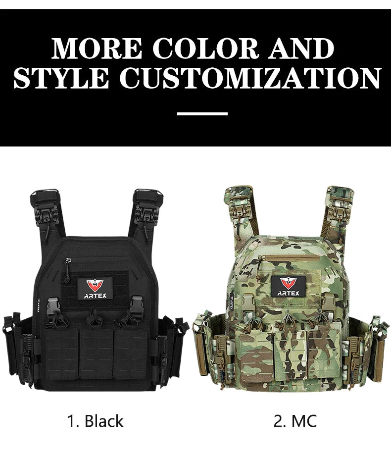 Artex New combat vest 6094 quick detachable light laser cut tactical vest black gear to carry airsoft carrier combat equipment