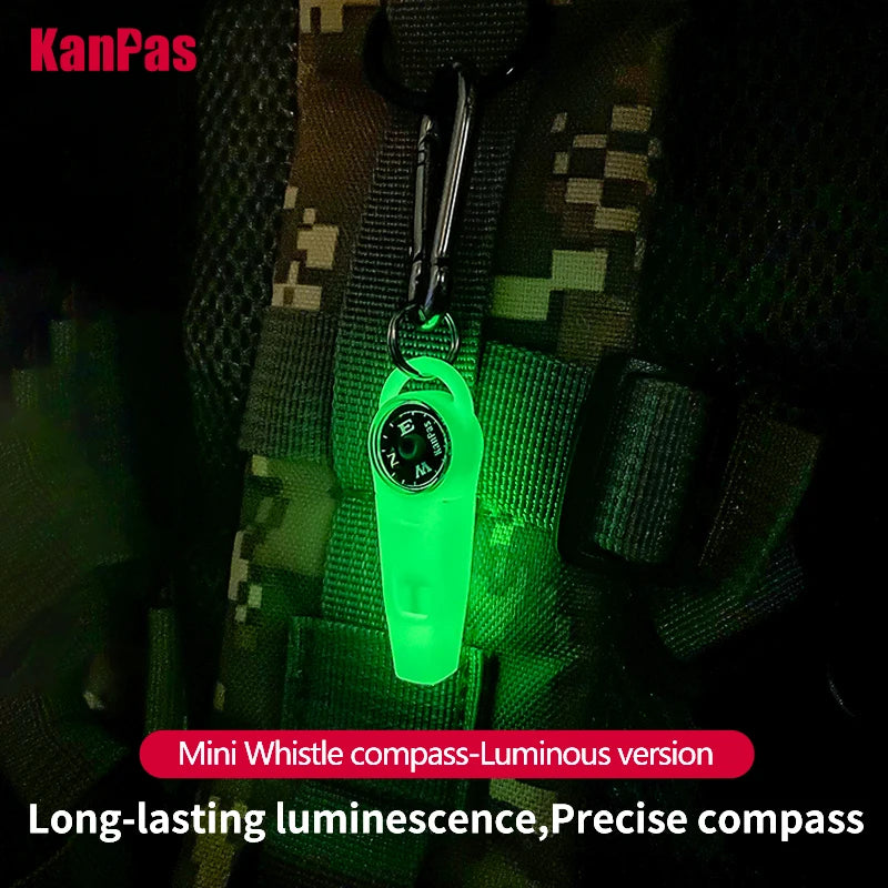 Kanpas Mini Whistle compass with Stainless Steel Buckle/Diving compass with survival whistle/ Powerful luminous
