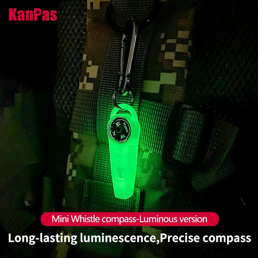 Kanpas Mini Whistle compass with Stainless Steel Buckle/Diving compass with survival whistle/ Powerful luminous
