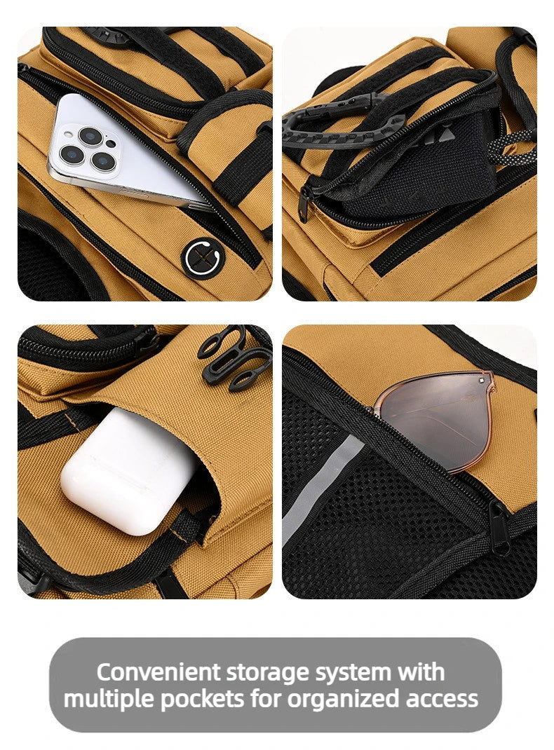 Outdoor Tactical Vest Multi-Functional Waterproof Wear-resistant Backpack Men's Tactical Chest Bag for Hunting Fishing Camping
