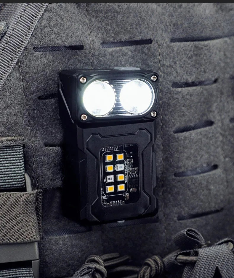 Multifunctional Ajustable Angle LED Flashlight Outdoors Tactical Portable Work Light Magnet USB Molle Backpack Camping Light