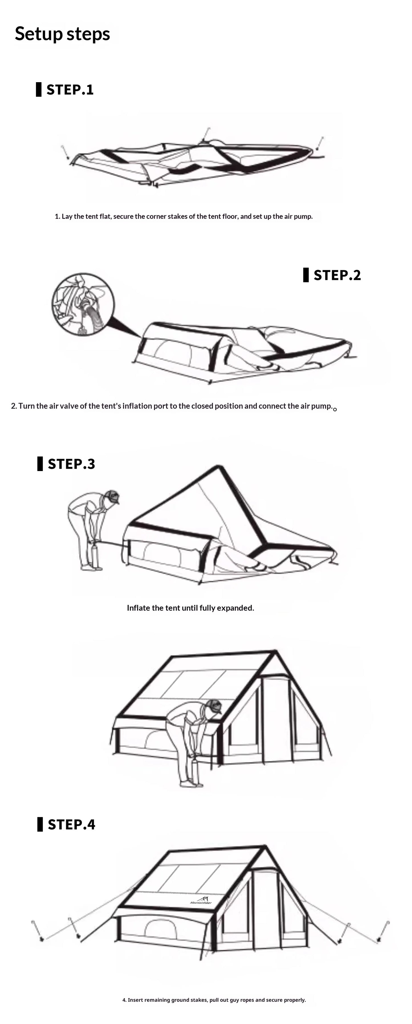 MOUNTAINHIKER Extra Large 3-6 Person Inflatable Family Camping Tent with High-Quality Windproof and Spacious Interior